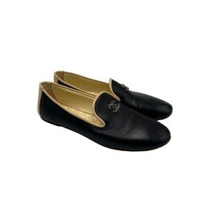 Preloved Chanel Black & Beige Leather Ballerina flats w/CC Chain Women’s size 40